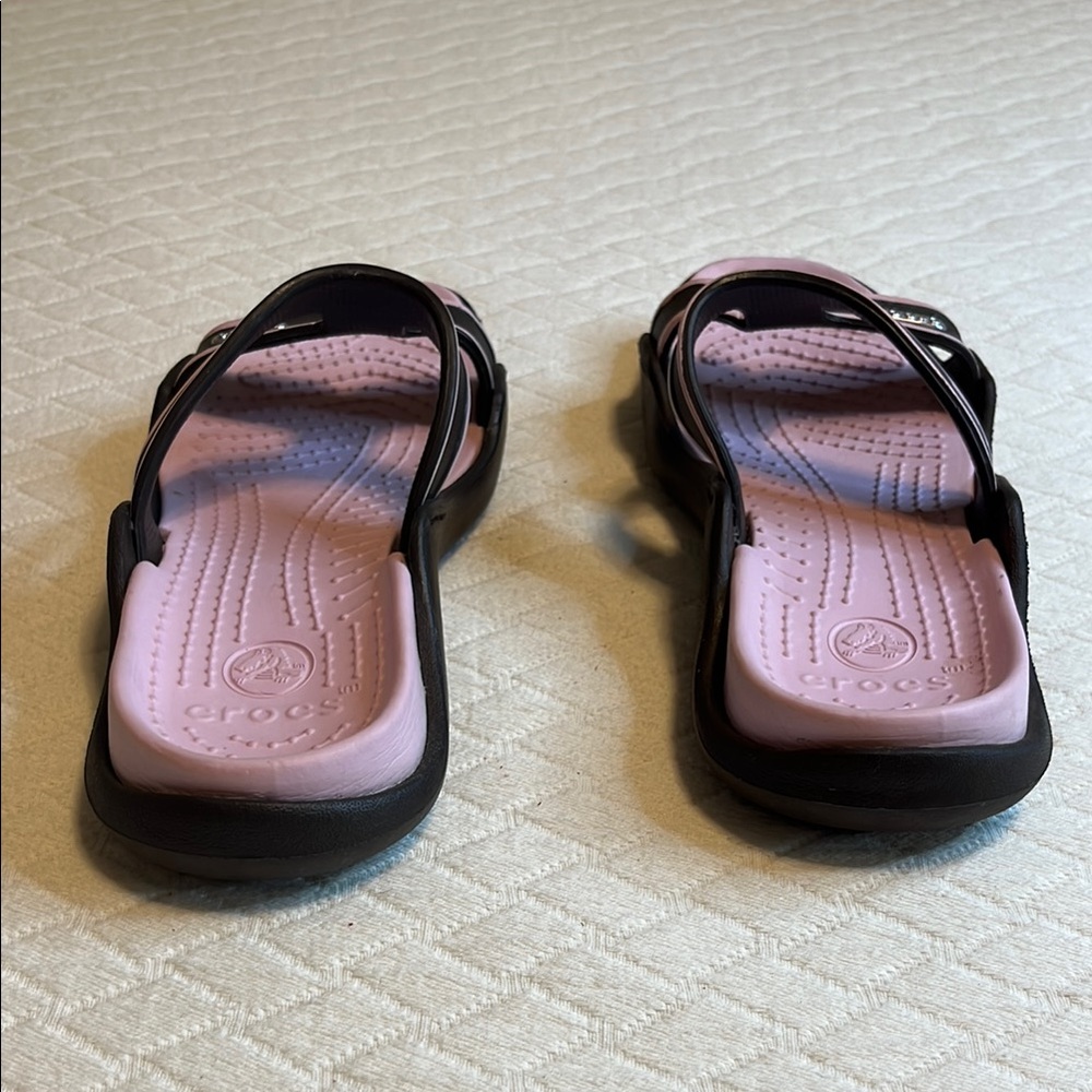 CROCS  dual tone Slide Sandals, brown/pink, w 6 - Picture 5 of 7